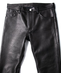 ジャパン ウォッシャブル カウハイド LAD GEAR 5ポケットパンツ - BLACK