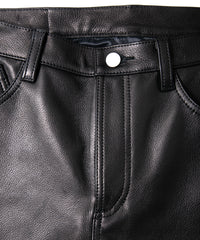 ジャパン ウォッシャブル カウハイド LAD GEAR 5ポケットパンツ - BLACK