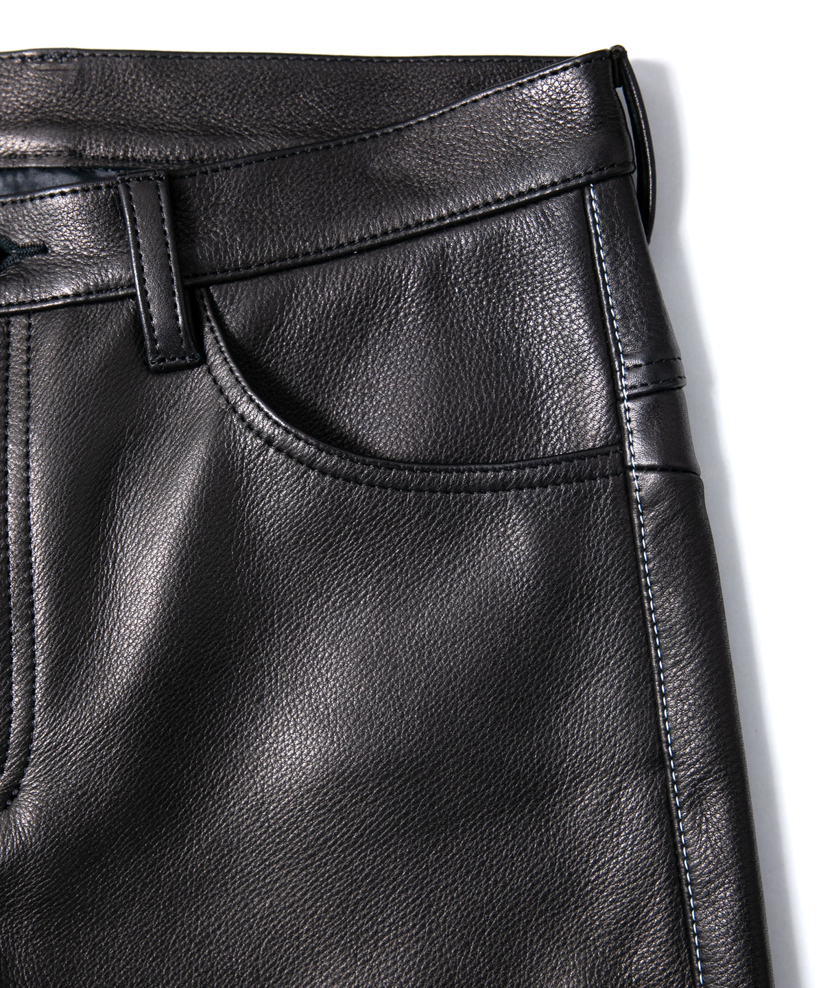 ジャパン ウォッシャブル カウハイド LAD GEAR 5ポケットパンツ - BLACK