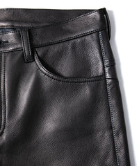 ジャパン ウォッシャブル カウハイド LAD GEAR 5ポケットパンツ - BLACK