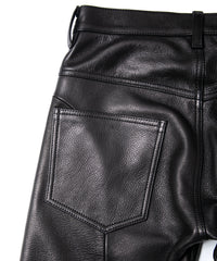 ジャパン ウォッシャブル カウハイド LAD GEAR 5ポケットパンツ - BLACK