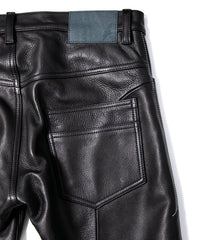 ジャパン ウォッシャブル カウハイド LAD GEAR 5ポケットパンツ - BLACK