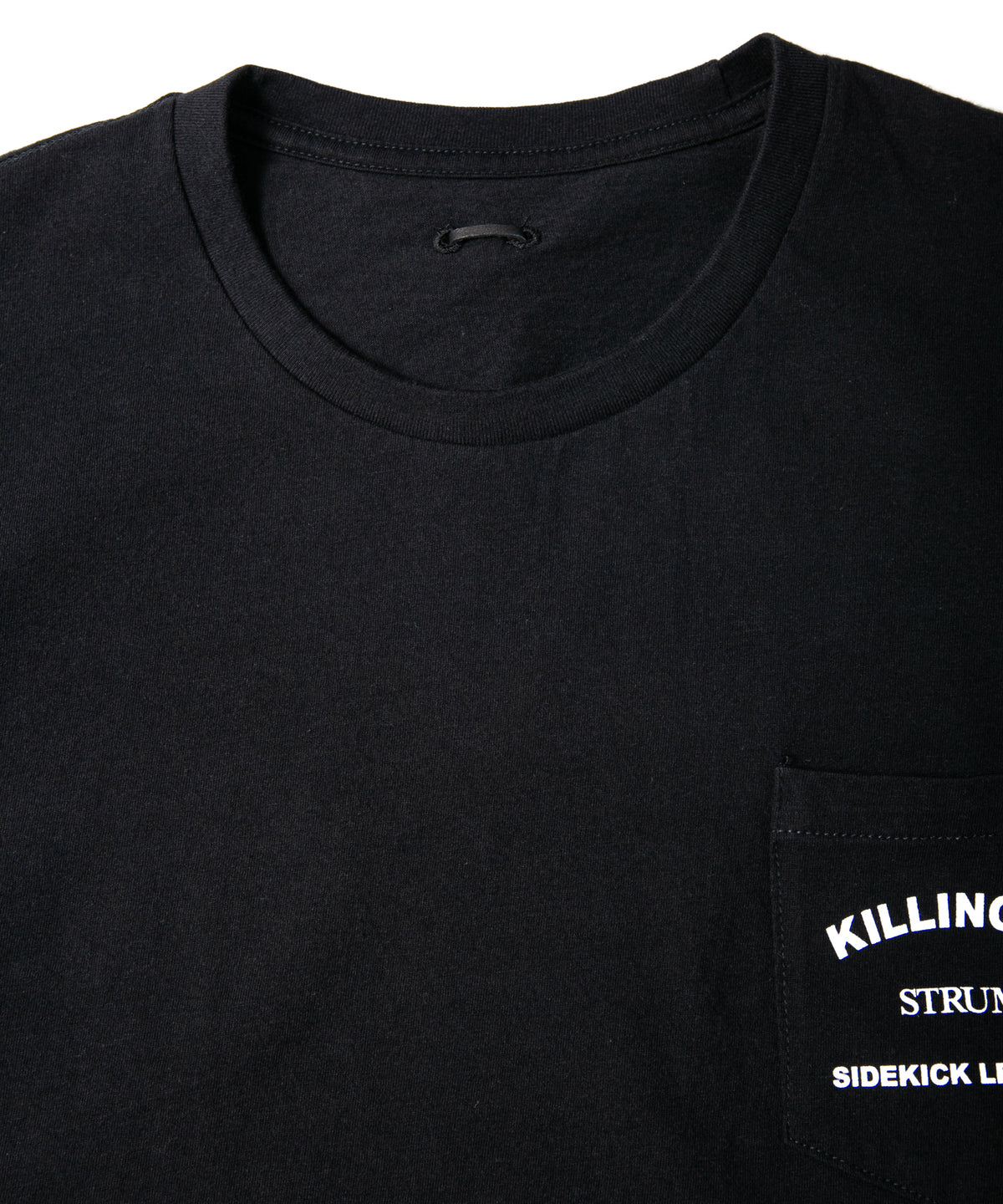 Natural Soft Cotton Chest Pocket Printed Crew Neck T-shirt (Just Fit) - BLACK