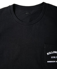 Natural Soft Cotton Chest Pocket Printed Crew Neck T-shirt (Just Fit) - BLACK
