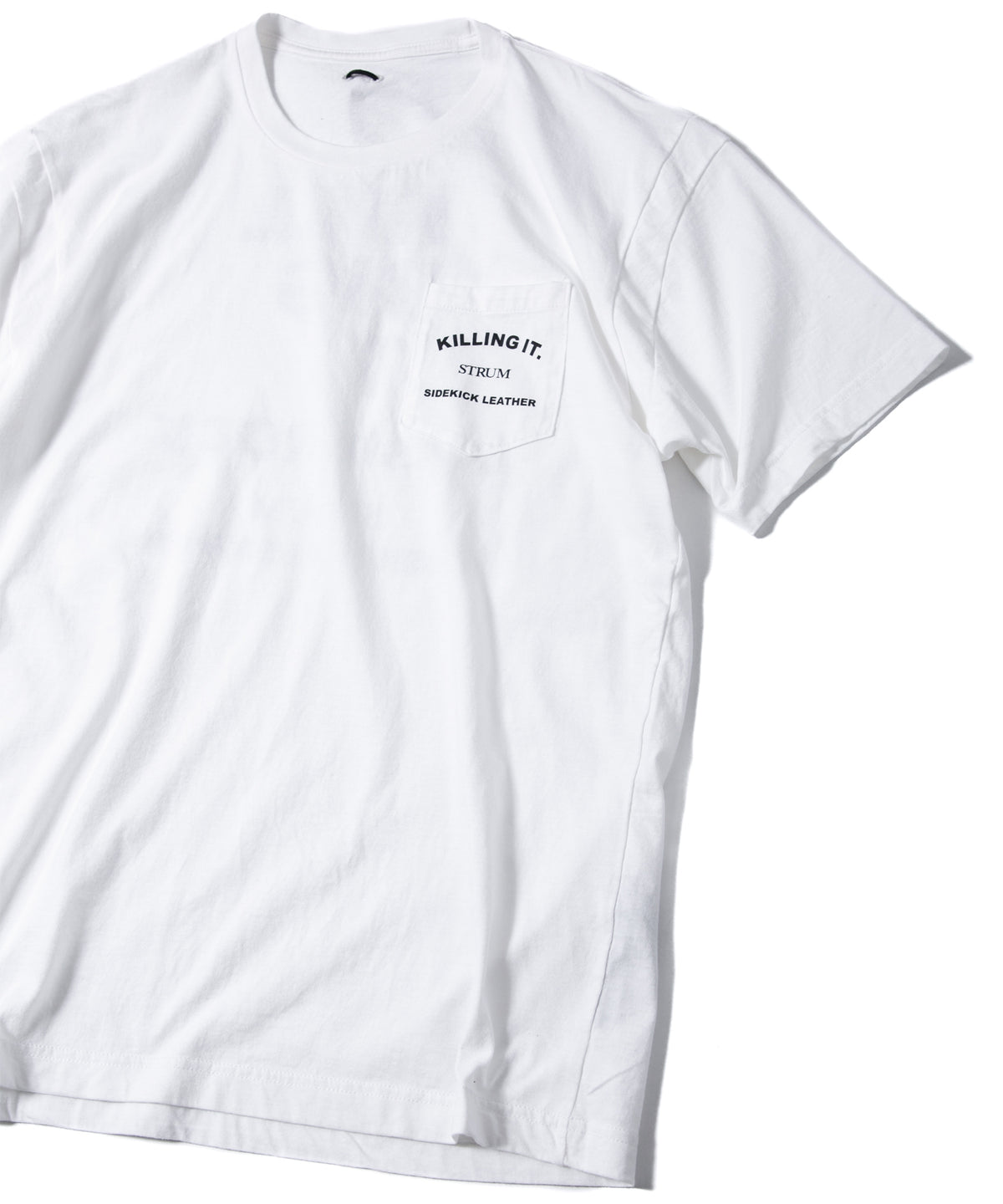 Natural Soft Cotton Chest Pocket Printed Crew Neck T-shirt (Just Fit) - WHITE