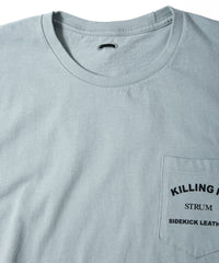 30/-ナチュラルソフト天竺 胸ポケット クルーネック プリントTシャツ（ジャストフィット） - GRAY GREEN