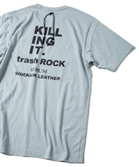 30/-ナチュラルソフト天竺 胸ポケット クルーネック プリントTシャツ（ジャストフィット） - GRAY GREEN
