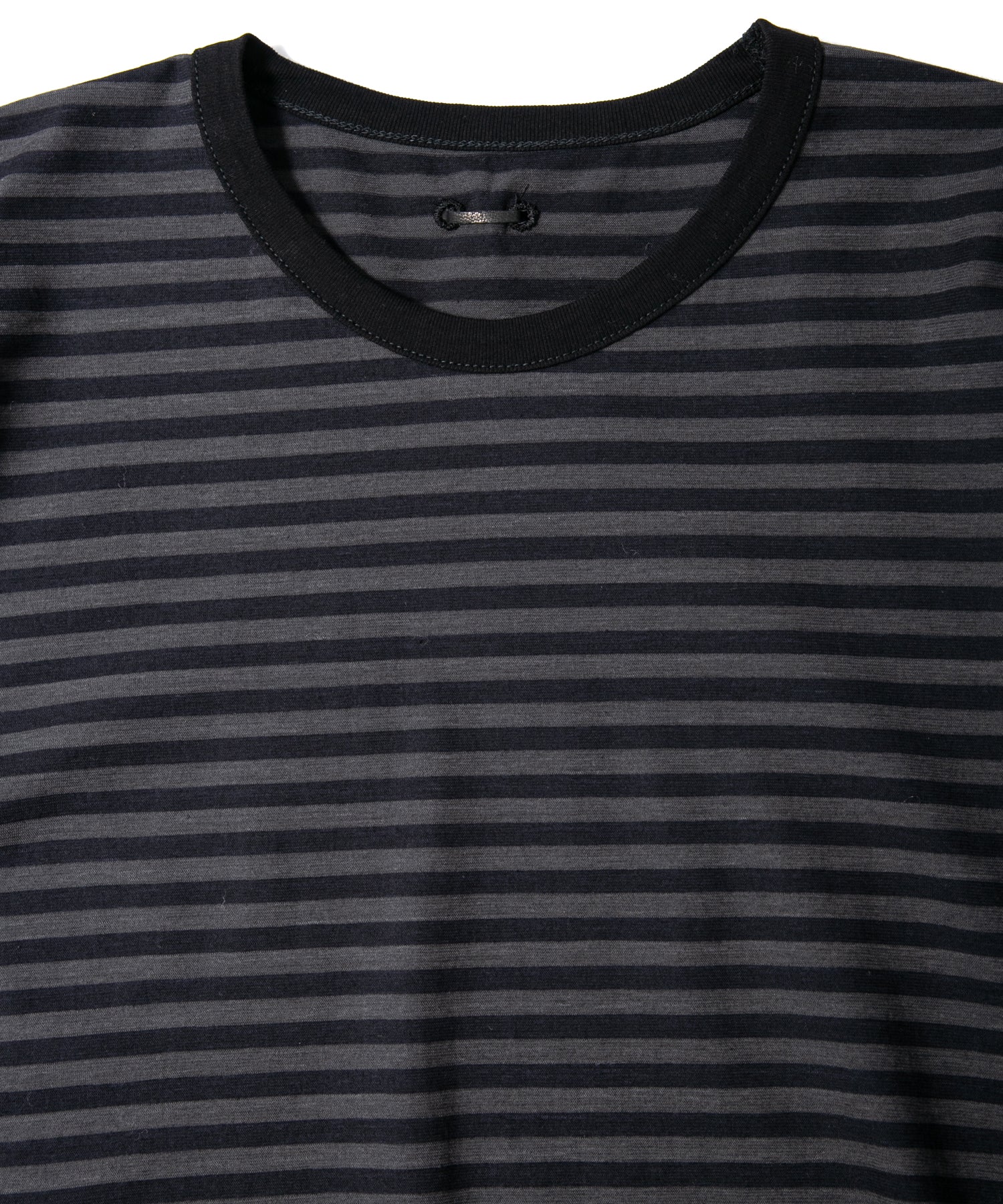 画像をギャラリービューアに読み込む, ボーダー強撚天竺 クルーネック Tシャツ（ジャストフィット） - BLACK × GRAY