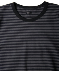 画像をギャラリービューアに読み込む, ボーダー強撚天竺 クルーネック Tシャツ（ジャストフィット） - BLACK × GRAY