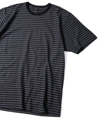 画像をギャラリービューアに読み込む, ボーダー強撚天竺 クルーネック Tシャツ（ジャストフィット） - BLACK × GRAY