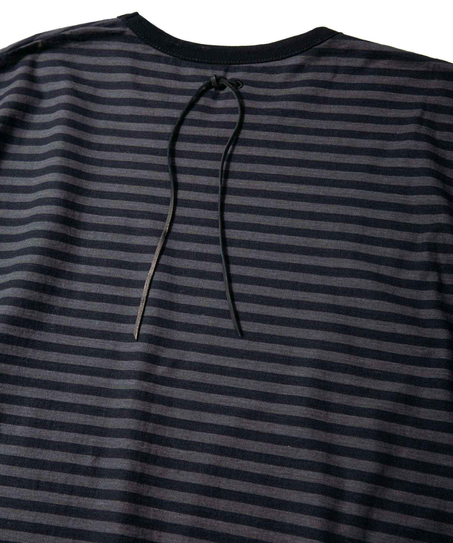 ボーダー強撚天竺 クルーネック Tシャツ（ジャストフィット） - BLACK