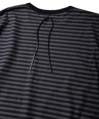 画像をギャラリービューアに読み込む, ボーダー強撚天竺 クルーネック Tシャツ（ジャストフィット） - BLACK × GRAY