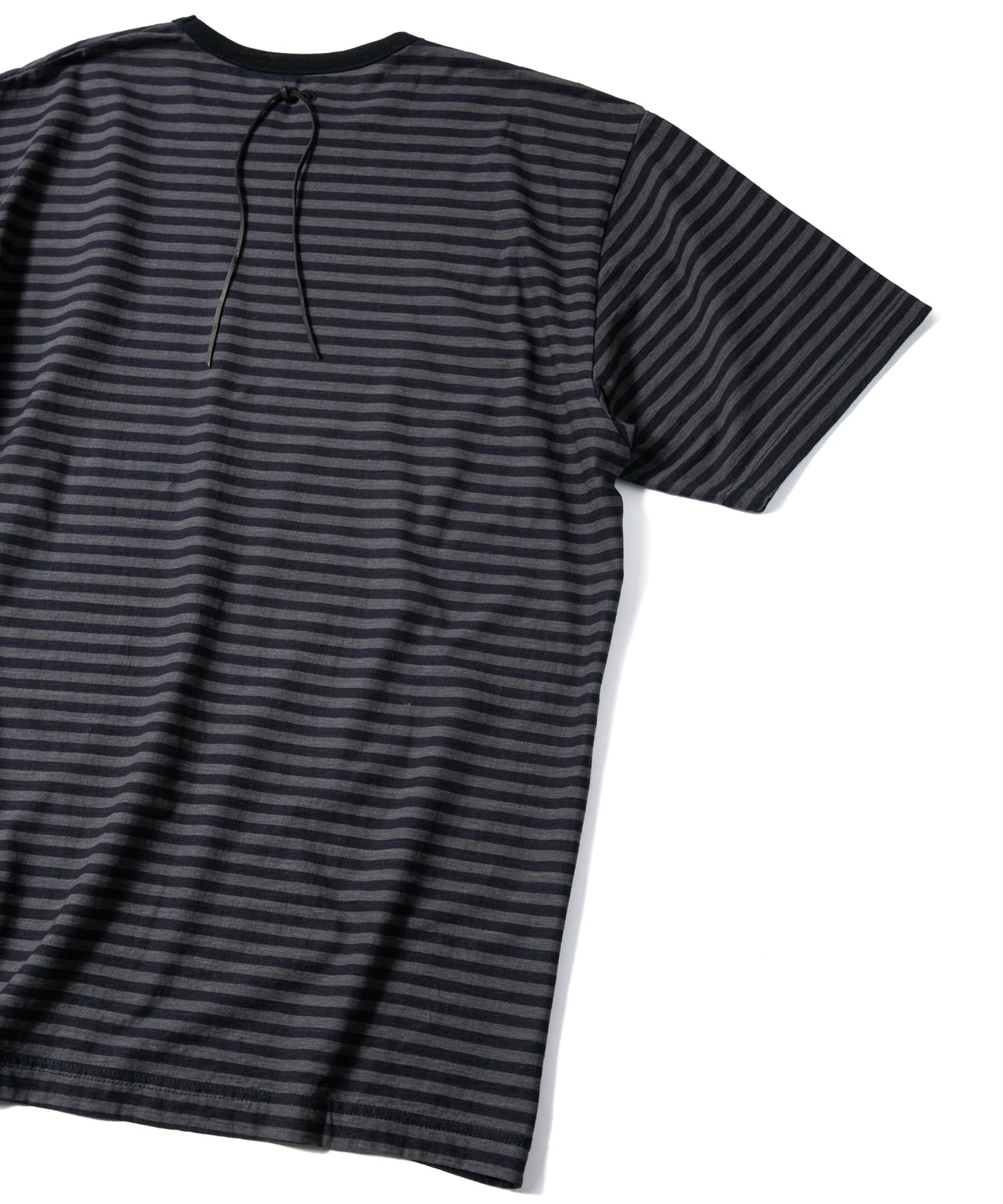 ボーダー強撚天竺 クルーネック Tシャツ（ジャストフィット） - BLACK