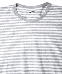 ボーダー強撚天竺 クルーネック Tシャツ（ジャストフィット） - GRAY × WHITE
