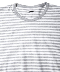 画像をギャラリービューアに読み込む, ボーダー強撚天竺 クルーネック Tシャツ（ジャストフィット） - GRAY × WHITE