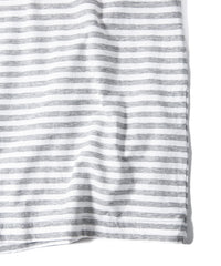 ボーダー強撚天竺 クルーネック Tシャツ（ジャストフィット） - GRAY × WHITE