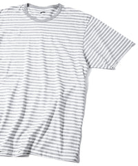 ボーダー強撚天竺 クルーネック Tシャツ（ジャストフィット） - GRAY × WHITE