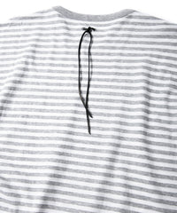 ボーダー強撚天竺 クルーネック Tシャツ（ジャストフィット） - GRAY × WHITE