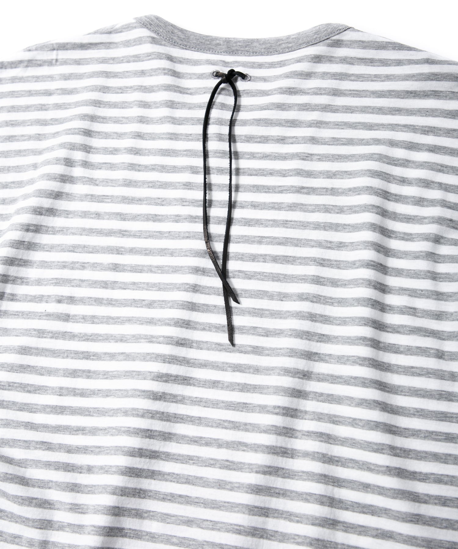 画像をギャラリービューアに読み込む, ボーダー強撚天竺 クルーネック Tシャツ（ジャストフィット） - GRAY × WHITE
