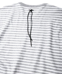 画像をギャラリービューアに読み込む, ボーダー強撚天竺 クルーネック Tシャツ（ジャストフィット） - GRAY × WHITE