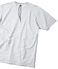 ボーダー強撚天竺 クルーネック Tシャツ（ジャストフィット） - GRAY × WHITE