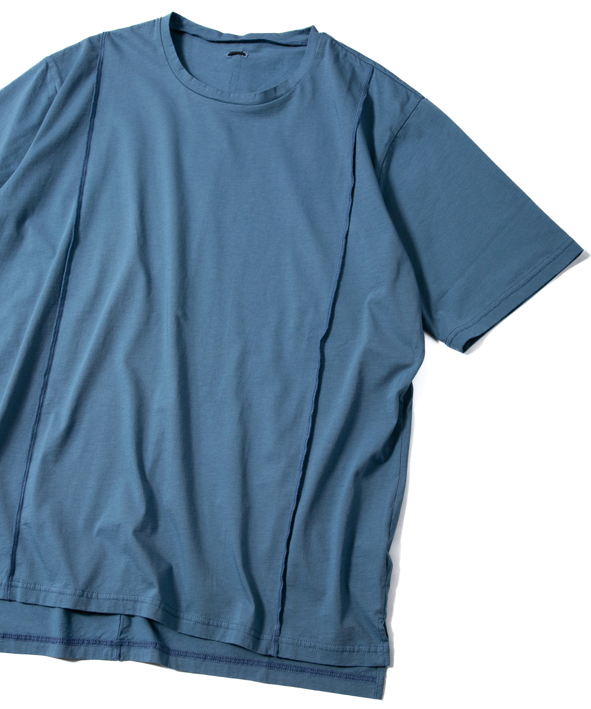 72/T オーガニックコットン 強撚 天竺 オーバーサイズ クルーネック Tシャツ  - GRAY BLUE