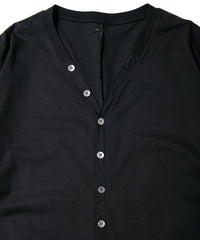 72/T オーガニックコットン 強撚 天竺 カーディガン - BLACK