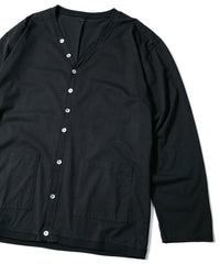 72/T オーガニックコットン 強撚 天竺 カーディガン - BLACK