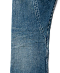 14oz ディープブルー ヘビーセルヴィッチ デニム 1977 レギュラーストレート クラッシュ & リペア + ユーズド加工 - INDIGO