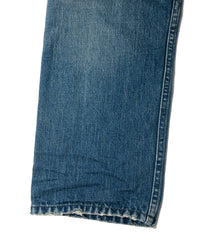 14oz ディープブルー ヘビーセルヴィッチ デニム 1977 レギュラーストレート クラッシュ & リペア + ユーズド加工 - INDIGO