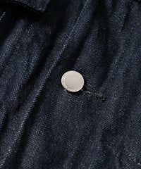 14oz Deep Blue Heavy Selvedge Denim BLITZ Leather Sleeve Jean Jacket - INDIGO