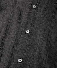 レーヨン コットン リネン ストライプ 半袖 開襟シャツ - GRAY