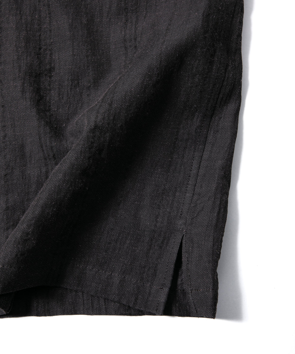 レーヨン コットン リネン ストライプ 半袖 開襟シャツ - GRAY