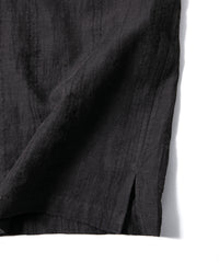 レーヨン コットン リネン ストライプ 半袖 開襟シャツ - GRAY