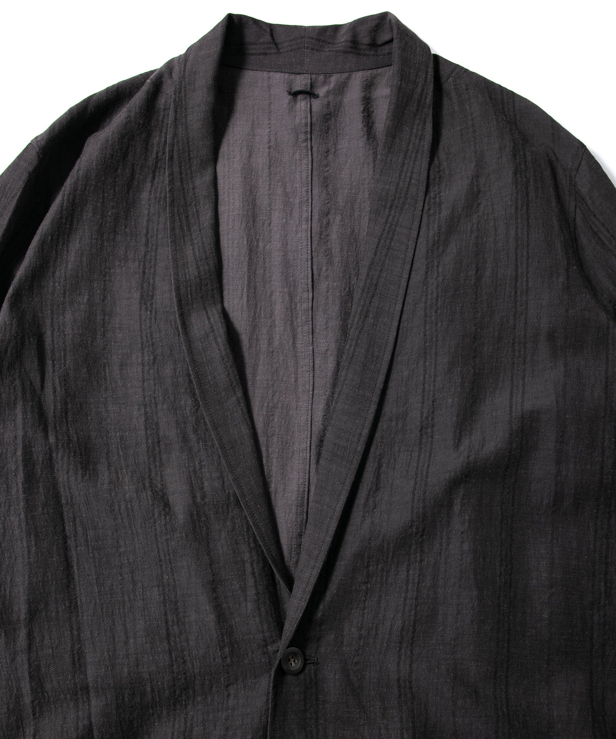 レーヨン コットン リネン ストライプ ロングガウン - GRAY