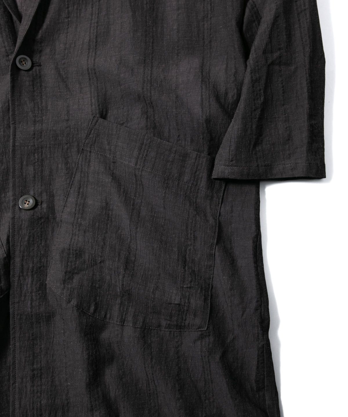 レーヨン コットン リネン ストライプ ロングガウン - GRAY