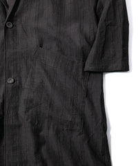 レーヨン コットン リネン ストライプ ロングガウン - GRAY