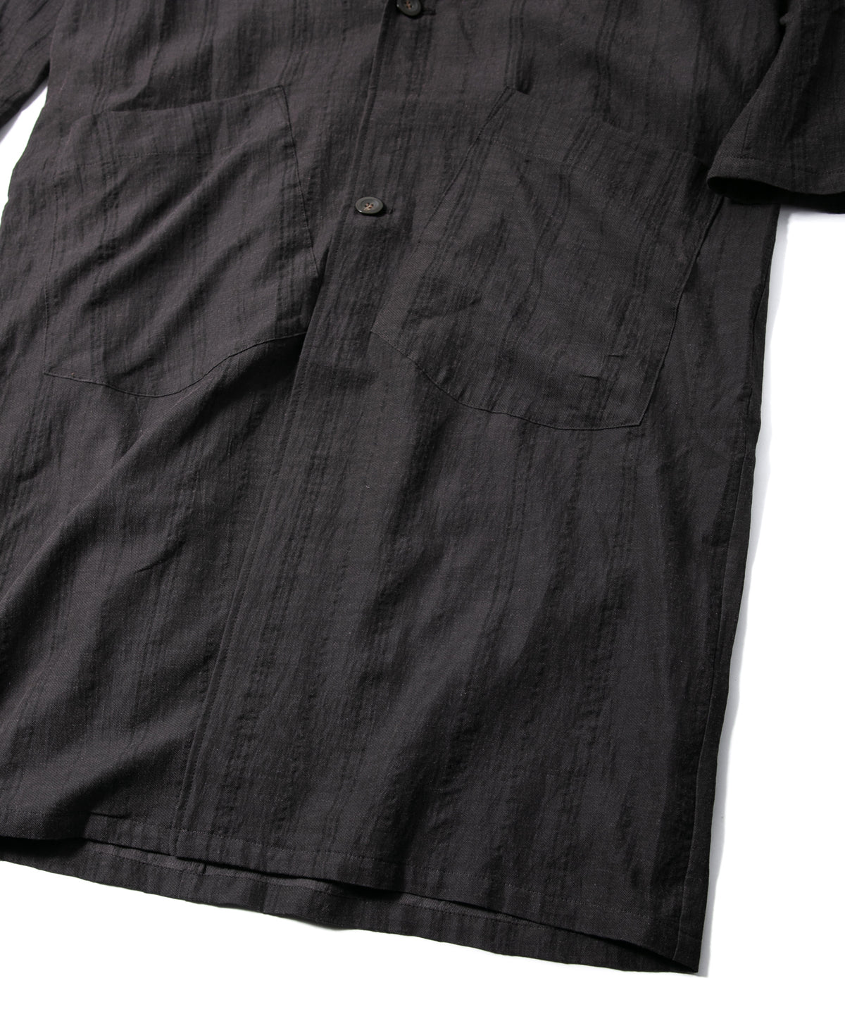 レーヨン コットン リネン ストライプ ロングガウン - GRAY