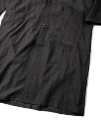 レーヨン コットン リネン ストライプ ロングガウン - GRAY