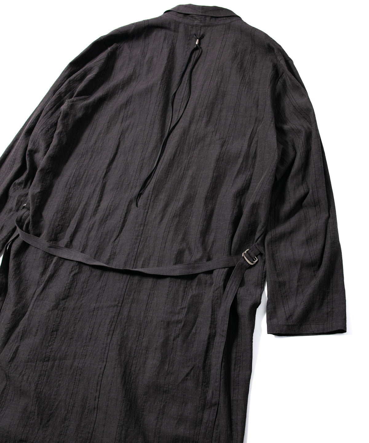 レーヨン コットン リネン ストライプ ロングガウン - GRAY