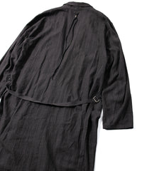 レーヨン コットン リネン ストライプ ロングガウン - GRAY