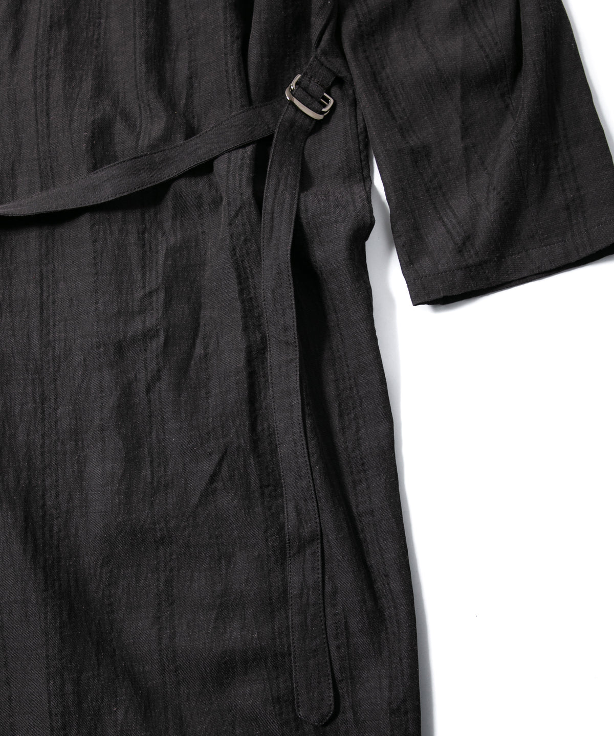 レーヨン コットン リネン ストライプ ロングガウン - GRAY