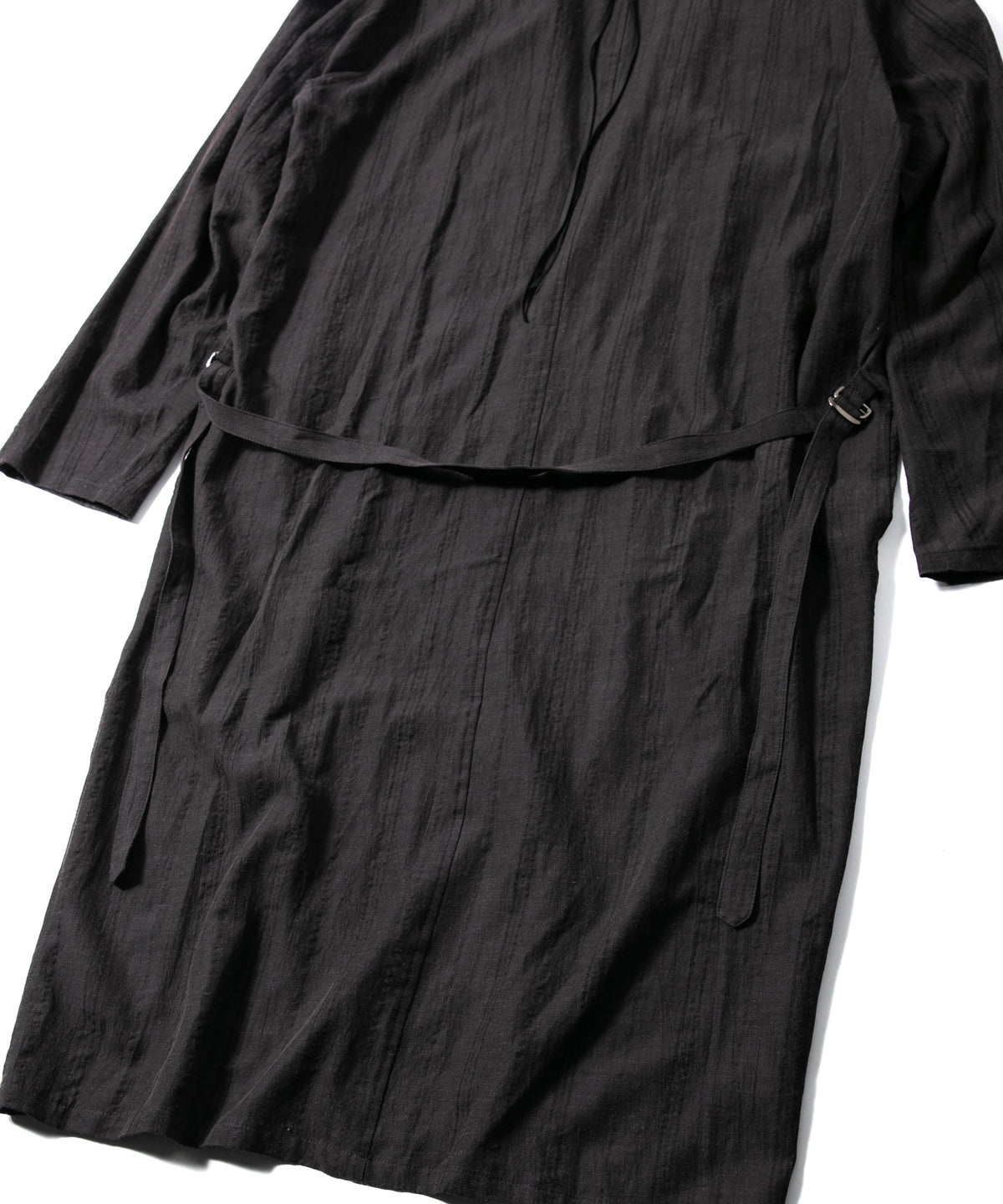 レーヨン コットン リネン ストライプ ロングガウン - GRAY