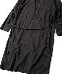 レーヨン コットン リネン ストライプ ロングガウン - GRAY