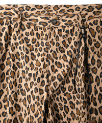 コットン ナイロン豹柄プリント テーパード ワイドパンツ - BROWN