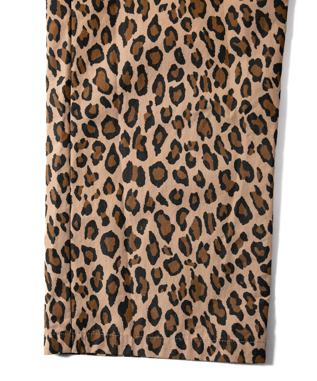 コットン ナイロン豹柄プリント テーパード ワイドパンツ - BROWN