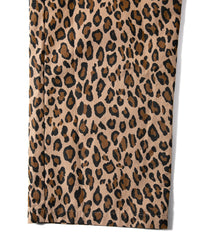 コットン ナイロン豹柄プリント テーパード ワイドパンツ - BROWN