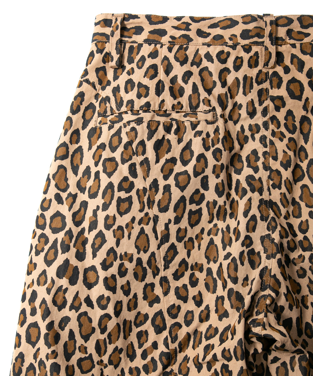 コットン ナイロン豹柄プリント テーパード ワイドパンツ - BROWN