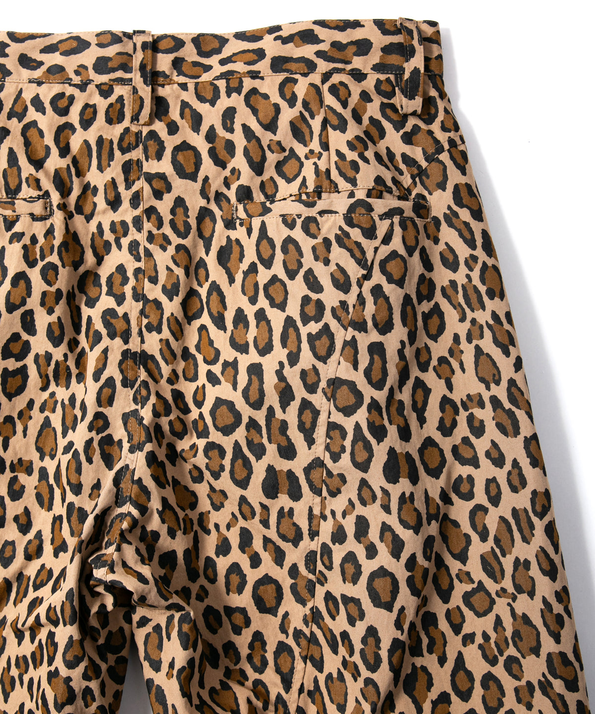 コットン ナイロン豹柄プリント テーパード ワイドパンツ - BROWN