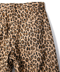 コットン ナイロン豹柄プリント テーパード ワイドパンツ - BROWN